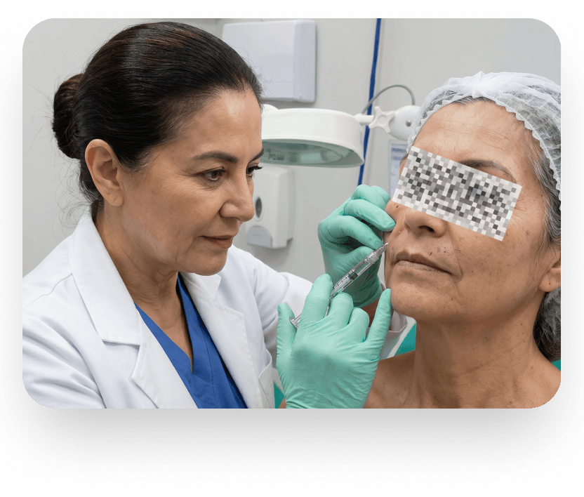 Especialista realizando tratamiento con ácido hialurónico